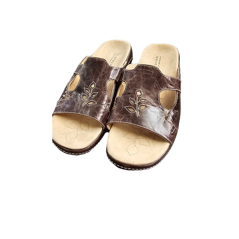 Aravon brown leather slip on sandals‎ size 9
